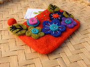 Felt Coin Purse decorated with flower & Beads - nepacrafts