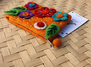 Felt Coin Purse decorated with flower & Beads - nepacrafts