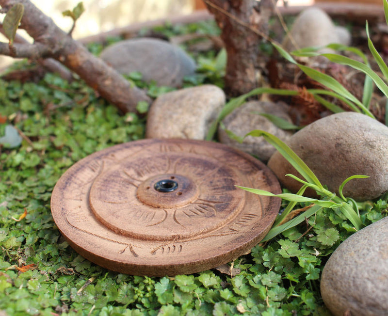 Handcarved Flat Lotus Wooden Incense Burner - nepacrafts