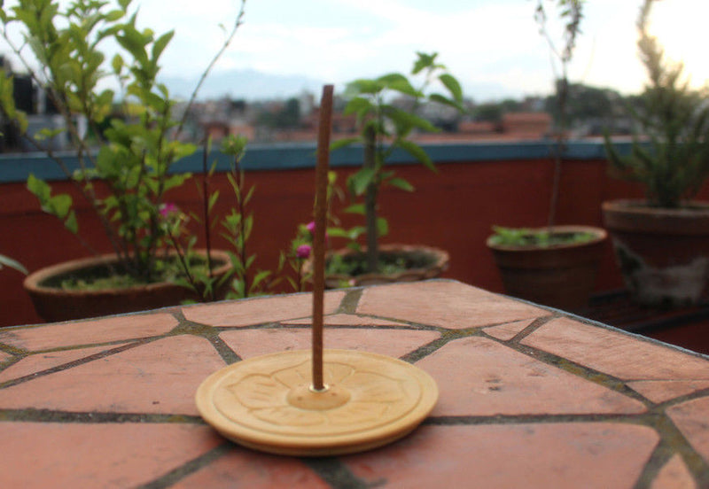 Handcarved Flat Lotus Wooden Incense Burner - nepacrafts