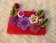 Felt Coin Purse decorated with flower & Beads - nepacrafts