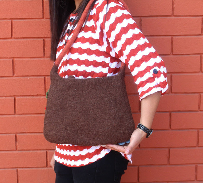 Flower Petals Felt Shoulder Bag - nepacrafts