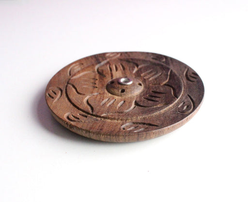 Flower Carved Wooden Incense Burner - nepacrafts