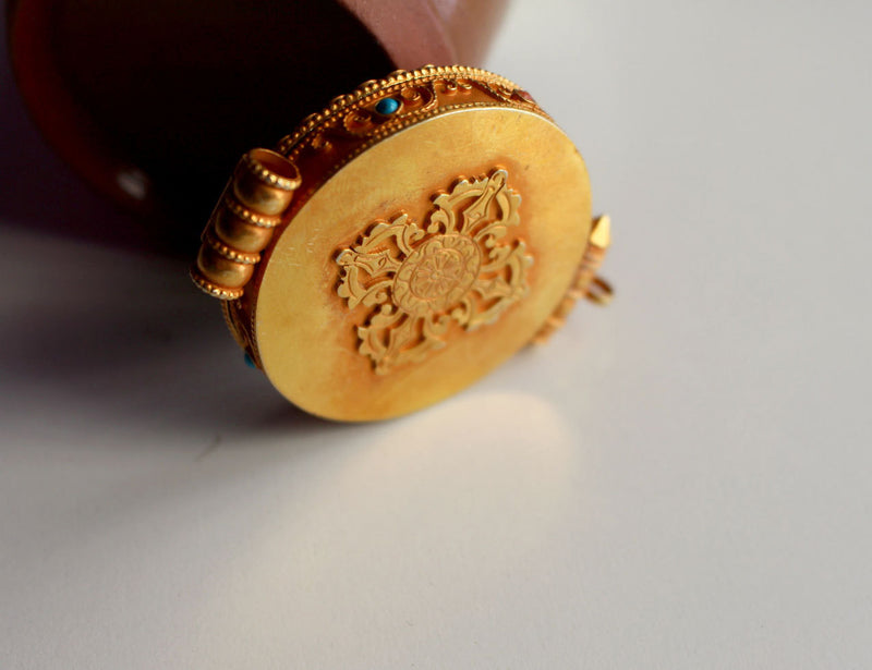 Goldplated Silver Sterling Astamangal Ghau Pendant - nepacrafts