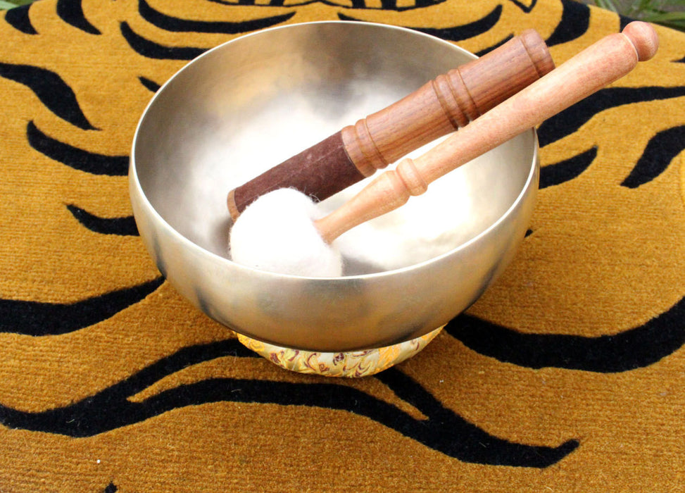 Hand Hammered Tibetan Healing Therapy Bowl with Mallet and Pillow - nepacrafts