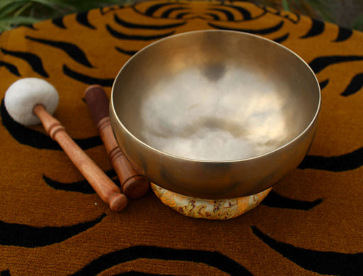Hand Hammered Tibetan Healing Therapy Bowl with Mallet and Pillow - nepacrafts