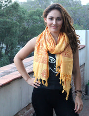 Cotton Om Prayer Shawl with Fringes - nepacrafts