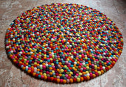 Multicolor Wool Felt Rug Carpet 100 cm - nepacrafts