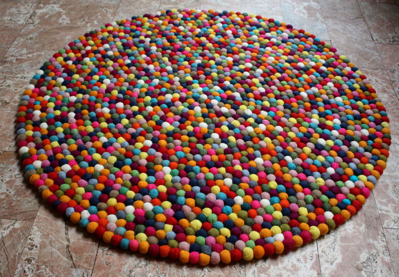 Multicolor Wool Felt Rug Carpet 100 cm - nepacrafts