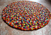 Multicolor Wool Felt Rug Carpet 100 cm - nepacrafts