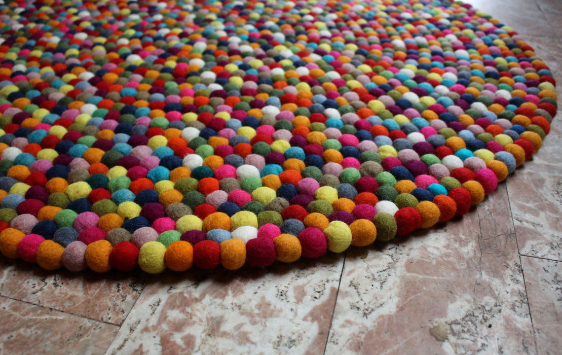 Multicolor Wool Felt Rug Carpet 100 cm - nepacrafts