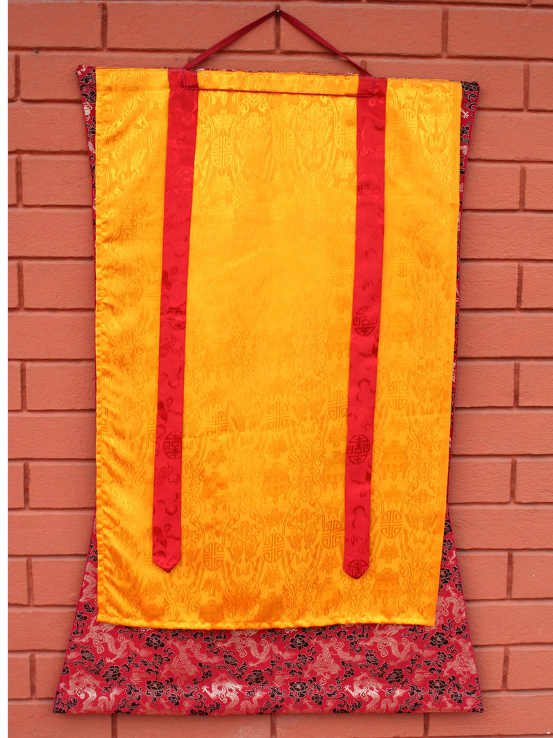 Silk Brocade Framed Shakyamuni Buddha Thangka - nepacrafts