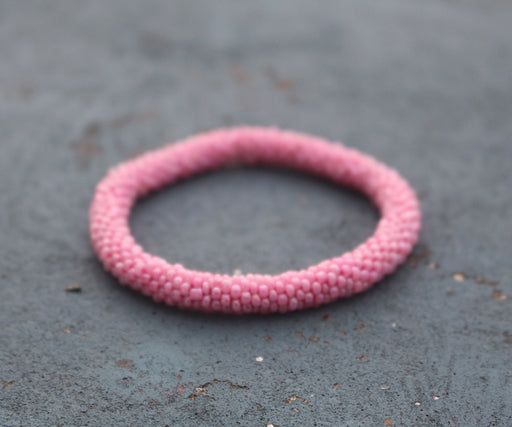 Pink Crocheted Roll On Bracelet - nepacrafts