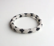 Black Silver Crocheted Roll On Bracelet - nepacrafts
