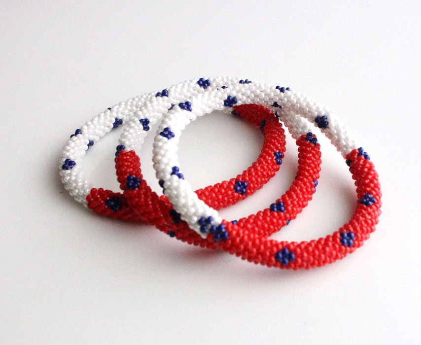 Red White Roll On Bracelet - nepacrafts