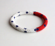 Red White Roll On Bracelet - nepacrafts