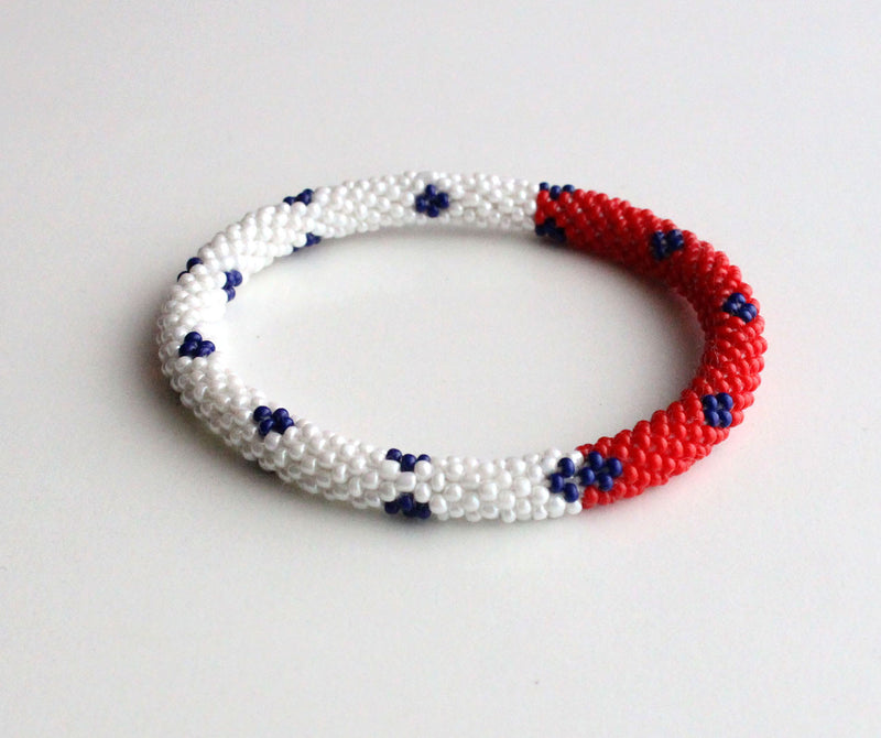 Red White Roll On Bracelet - nepacrafts