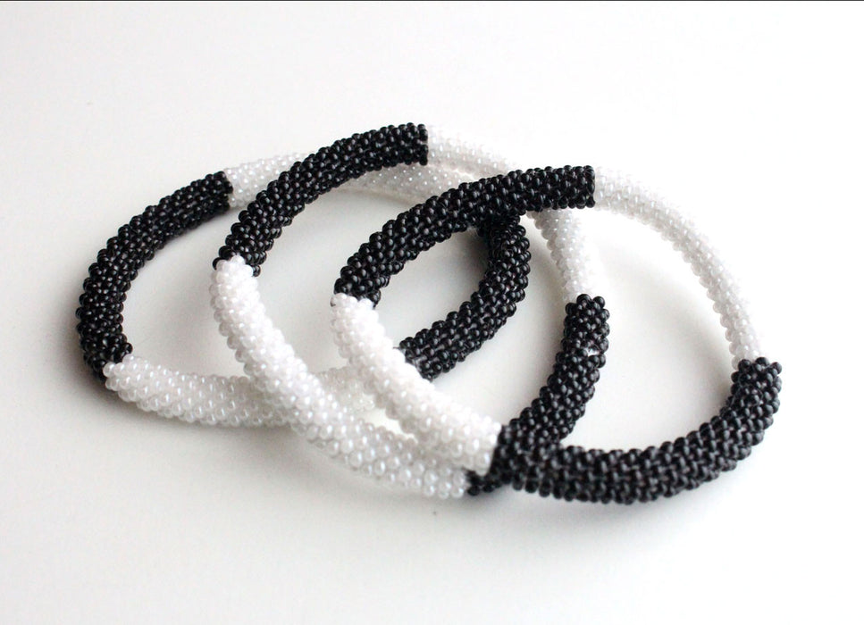 Black & White Roll On Bracelet - nepacrafts