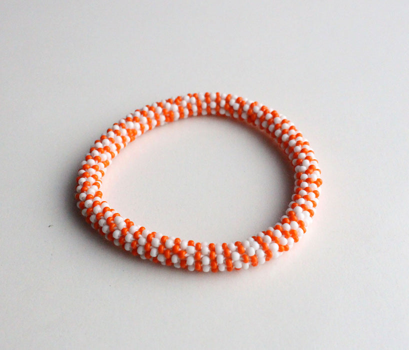 Jazzy Orange Roll Beads Bracelet - nepacrafts
