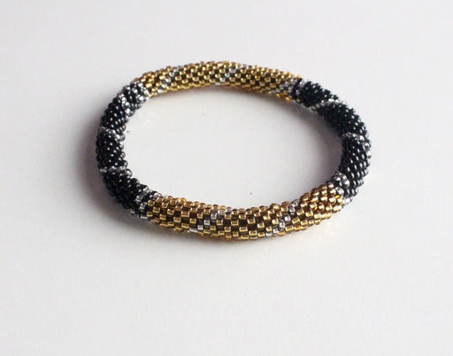 Gold Black Roll On Bracelet - nepacrafts