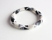 Black & White Hand Crocheted Roll On Beads Bracelet - nepacrafts
