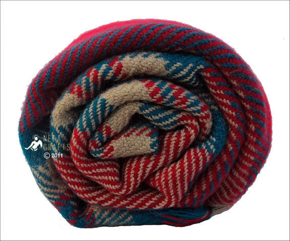 Check Yak Shawl Red - nepacrafts
