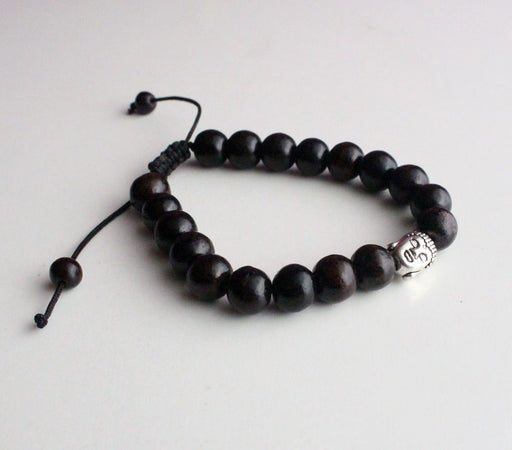 Rosewood Bracelet with Buddha Spacer - nepacrafts