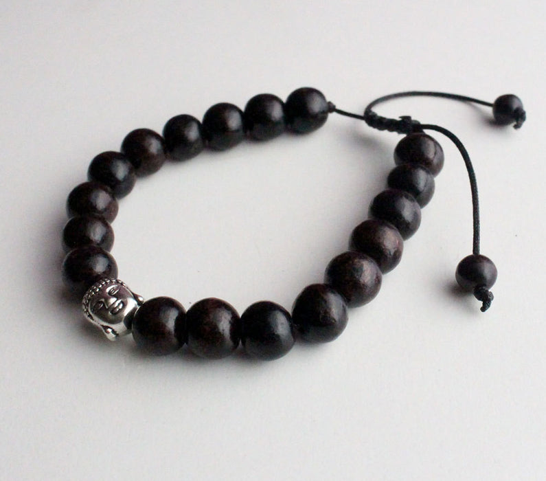 Rosewood Bracelet with Buddha Spacer - nepacrafts