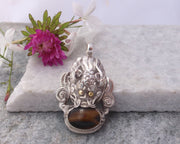Dragon Head Tiger Eye Sterling Silver Pendant - nepacrafts