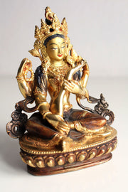Gold Plated Saraswati Statue - nepacrafts