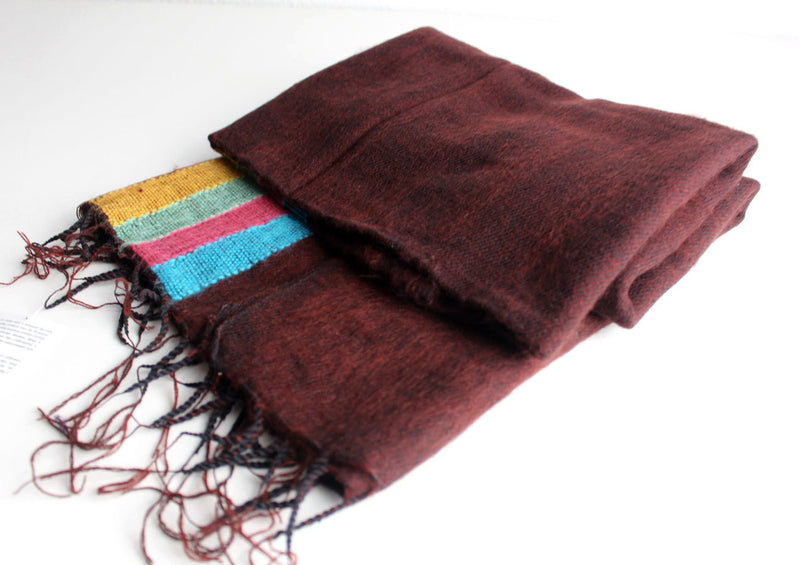 Stripe Yak Wool Shawl - nepacrafts