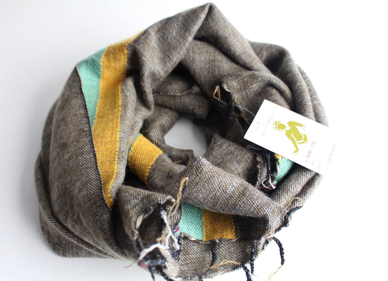 Stripe Yak Wool Shawl - nepacrafts