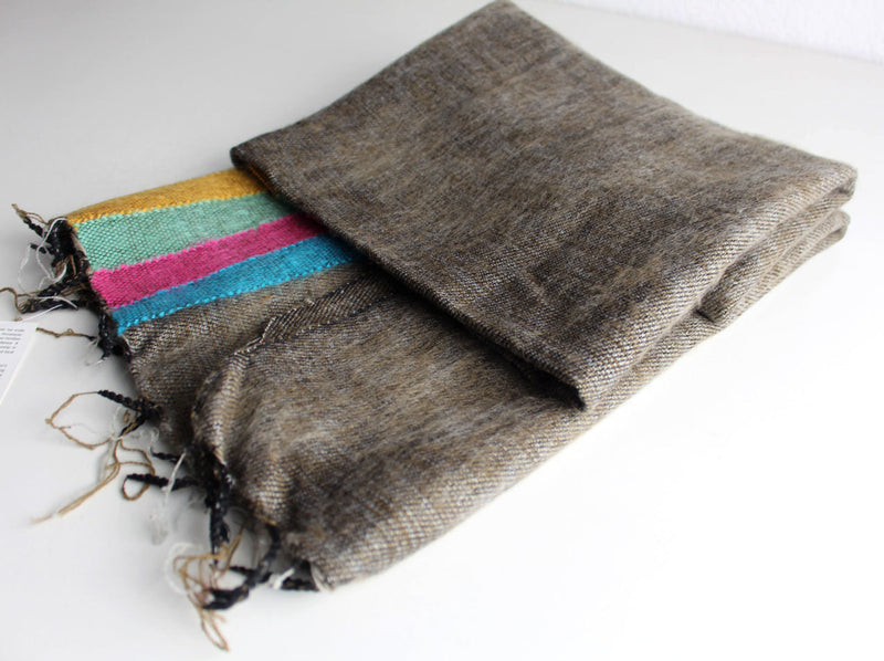 Stripe Yak Wool Shawl - nepacrafts