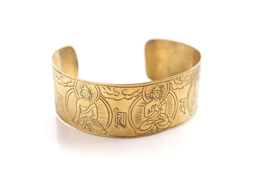 Pancha Buddha Carved Brass Unisex Bracelet - nepacrafts