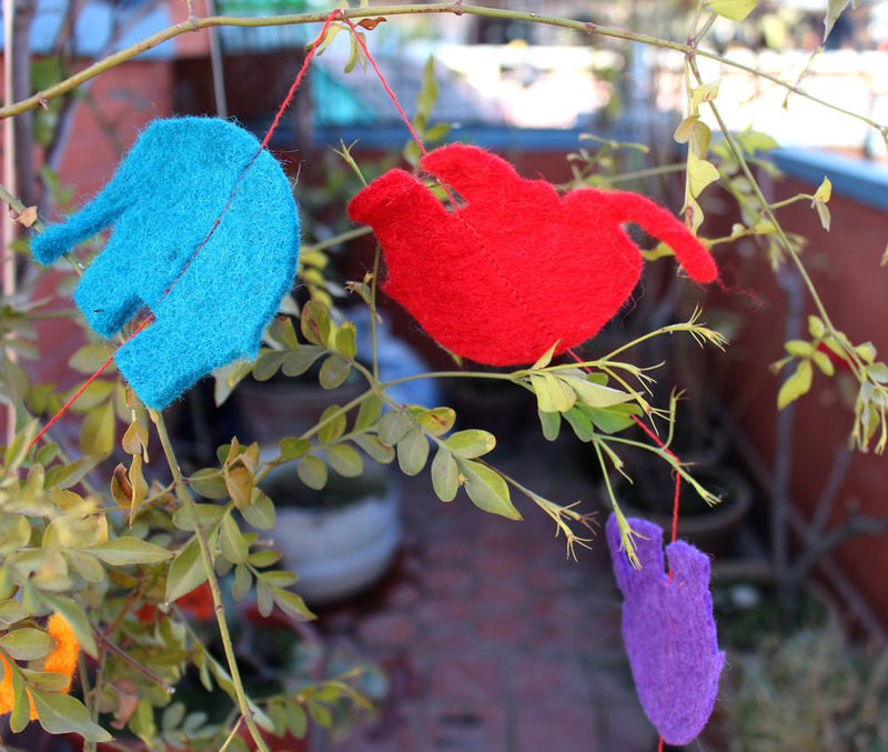 Felt Elephant Long Hanging Home Decor - nepacrafts