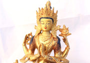 Gold Plated Avalokisteswora Statue 8" High SSST038 - nepacrafts