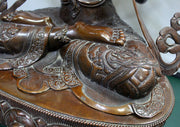 Expressive 25"High Handcarved Copper Manjushree Statue - nepacrafts