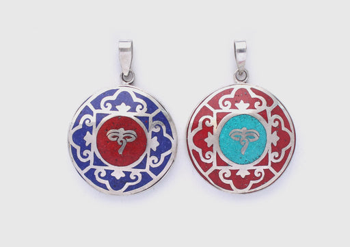 Buddha Eyes Mandala White Metal Pendant - nepacrafts