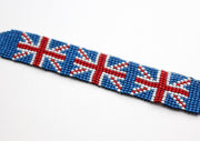 British Flag Charming Glass Beads Bracelet, Unisex Bracelet - nepacrafts