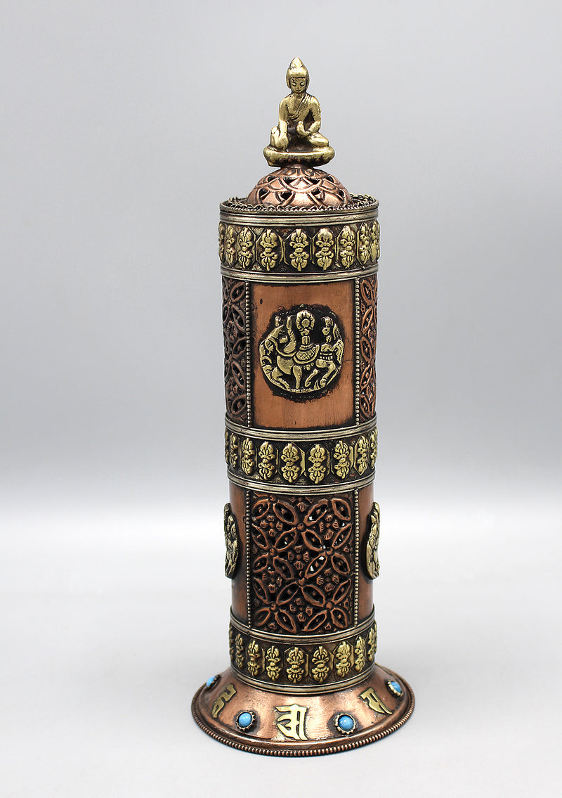 Finely Carving Vertical Buddha Copper Incense Holder