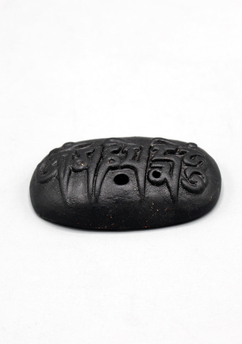 Tibetan Om Mani Padme Hum Black Clay Incense Burner