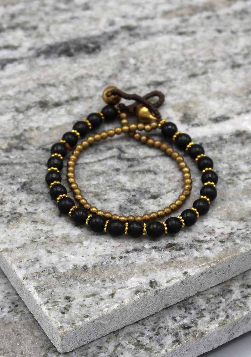 Trendy Glass Beads and Brass Bell Anklet - nepacrafts