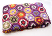 Purple Edges Hexagon Flower Pattern Multicolor Hand Crochet Woolen Blanket/Throw - nepacrafts