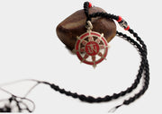 White Metal Tibetan Om Dharmachakra Pendant - nepacrafts