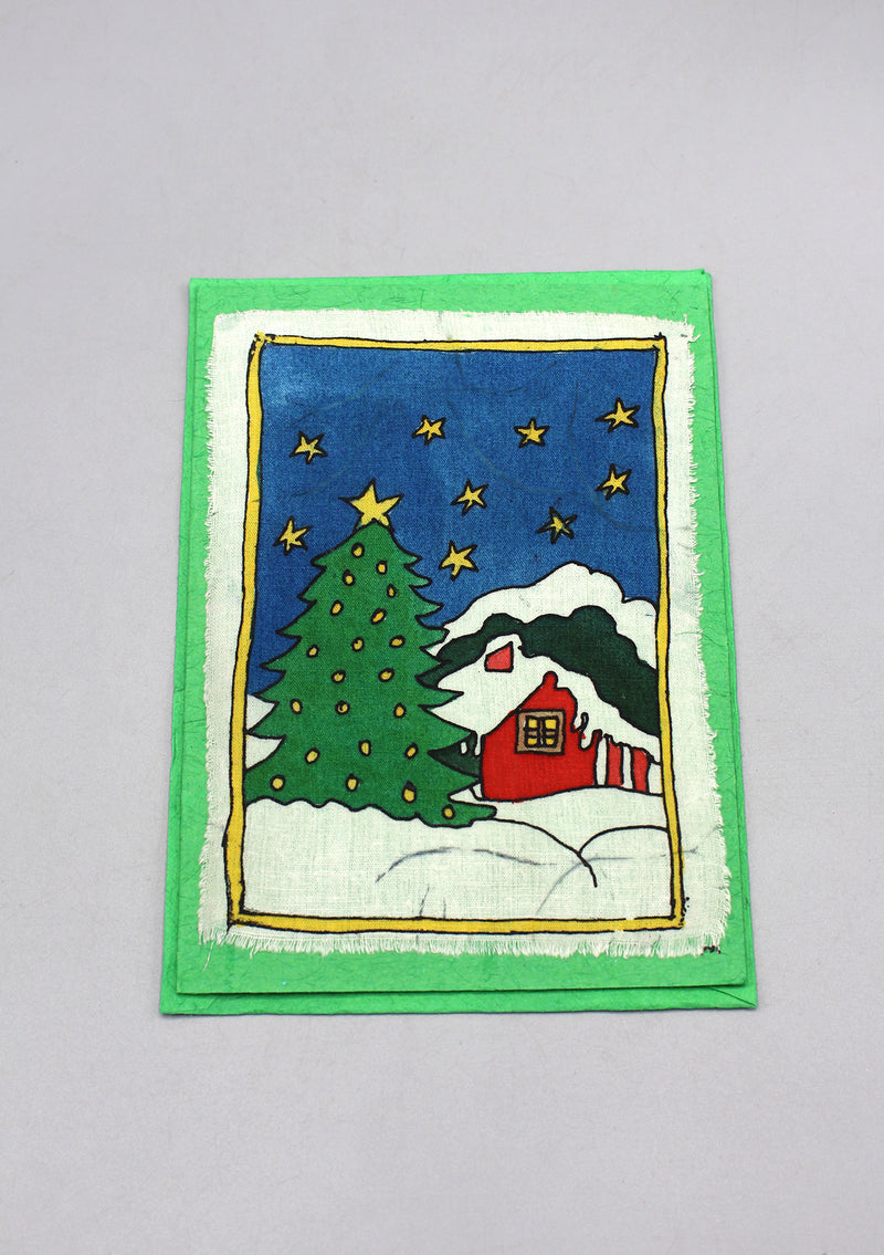 Fair Trade Batik Christmas Tree Greetings Card