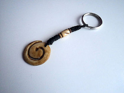 Hand Carved Spiral Bone Keychains - nepacrafts