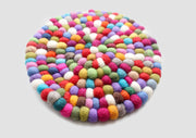Round Colorful Felt Balls Placemat 20 cm Diameter - nepacrafts