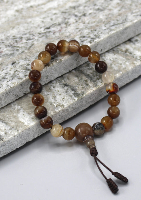 Brown Agate Beads Stretchable Bracelet - nepacrafts
