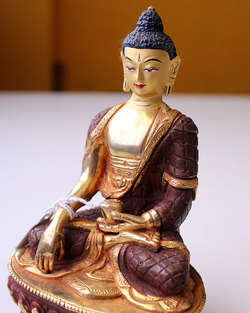 Check Carved Gold Plated Shakyamuni Buddha Statue 6" High - nepacrafts