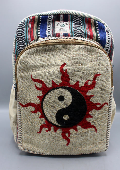 YinYang Sun Printed Natural Hemp Backpack